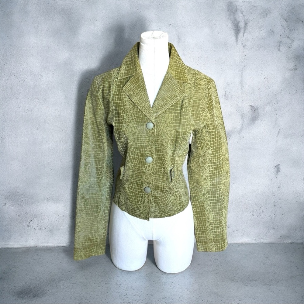vintage 2000’s croc embossed leather jacket